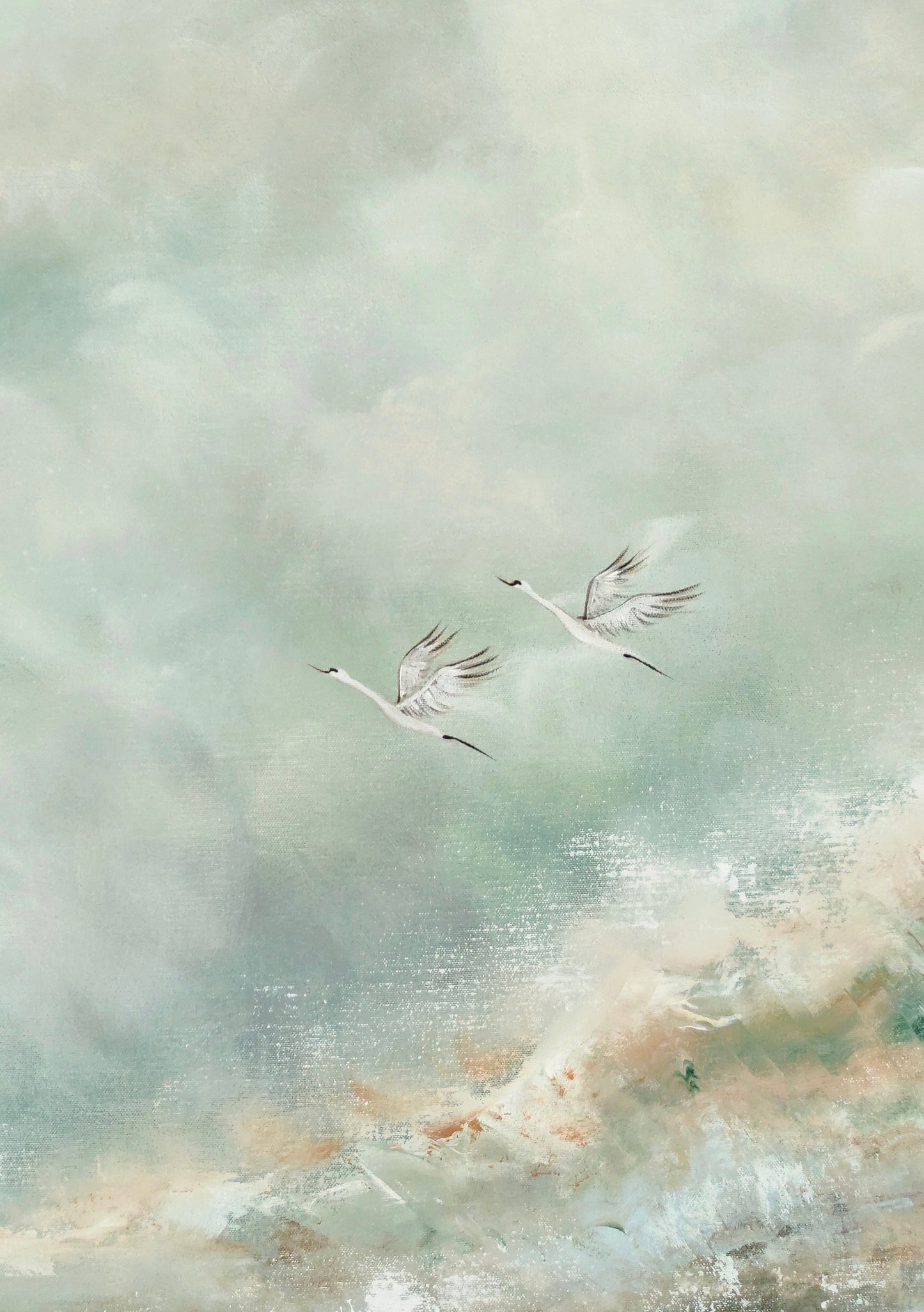 Flying swans scenery Print