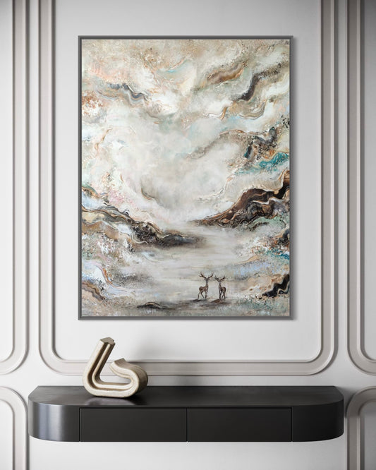 Beige dreamscape fields Vertical Print