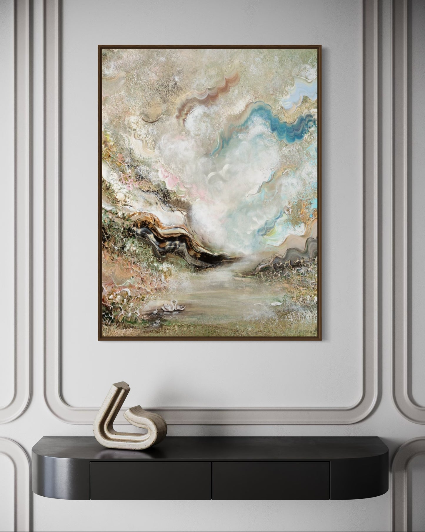 Family of swans dreamland Vertical Print