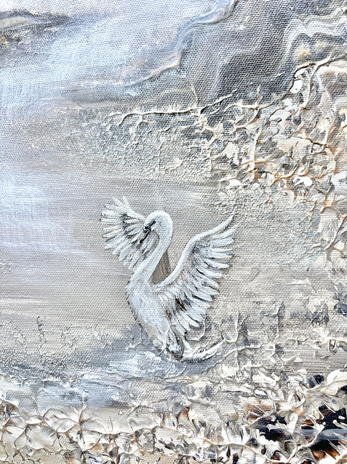 Swans waterfalls Original Painting