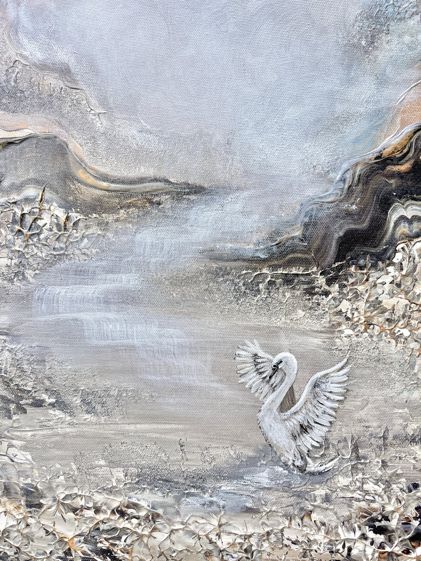 Swans waterfalls Original Painting