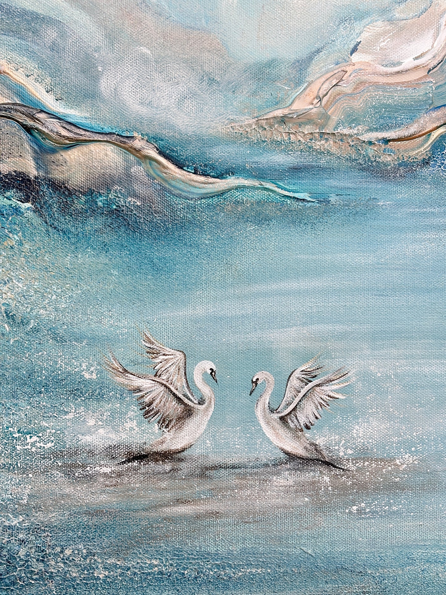 Attached swans - Original Painting