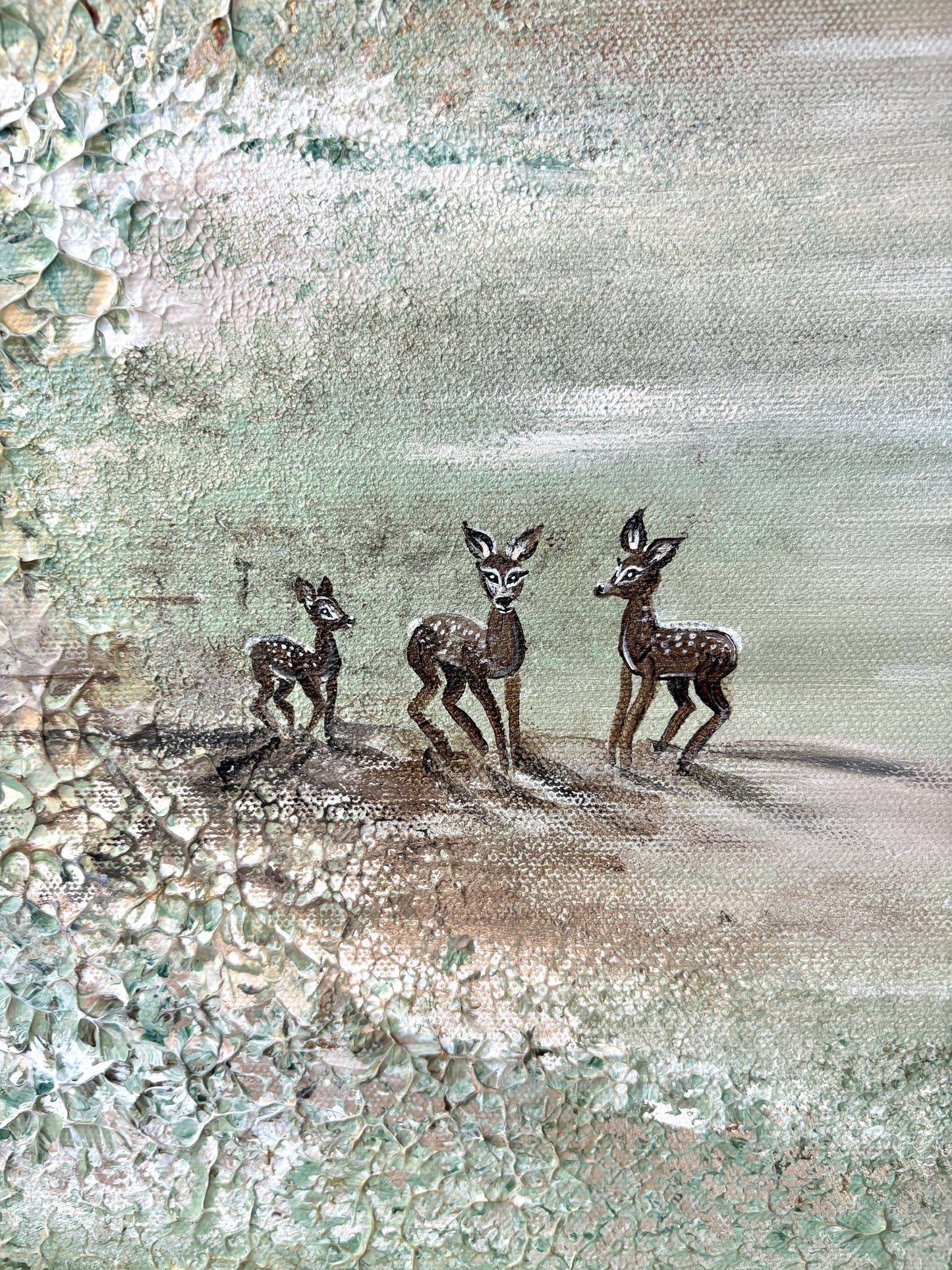 Green deer love - Original Painting