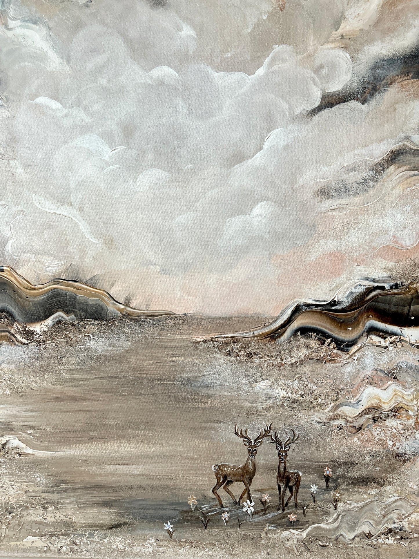 Beige deer dreamland - Original Painting