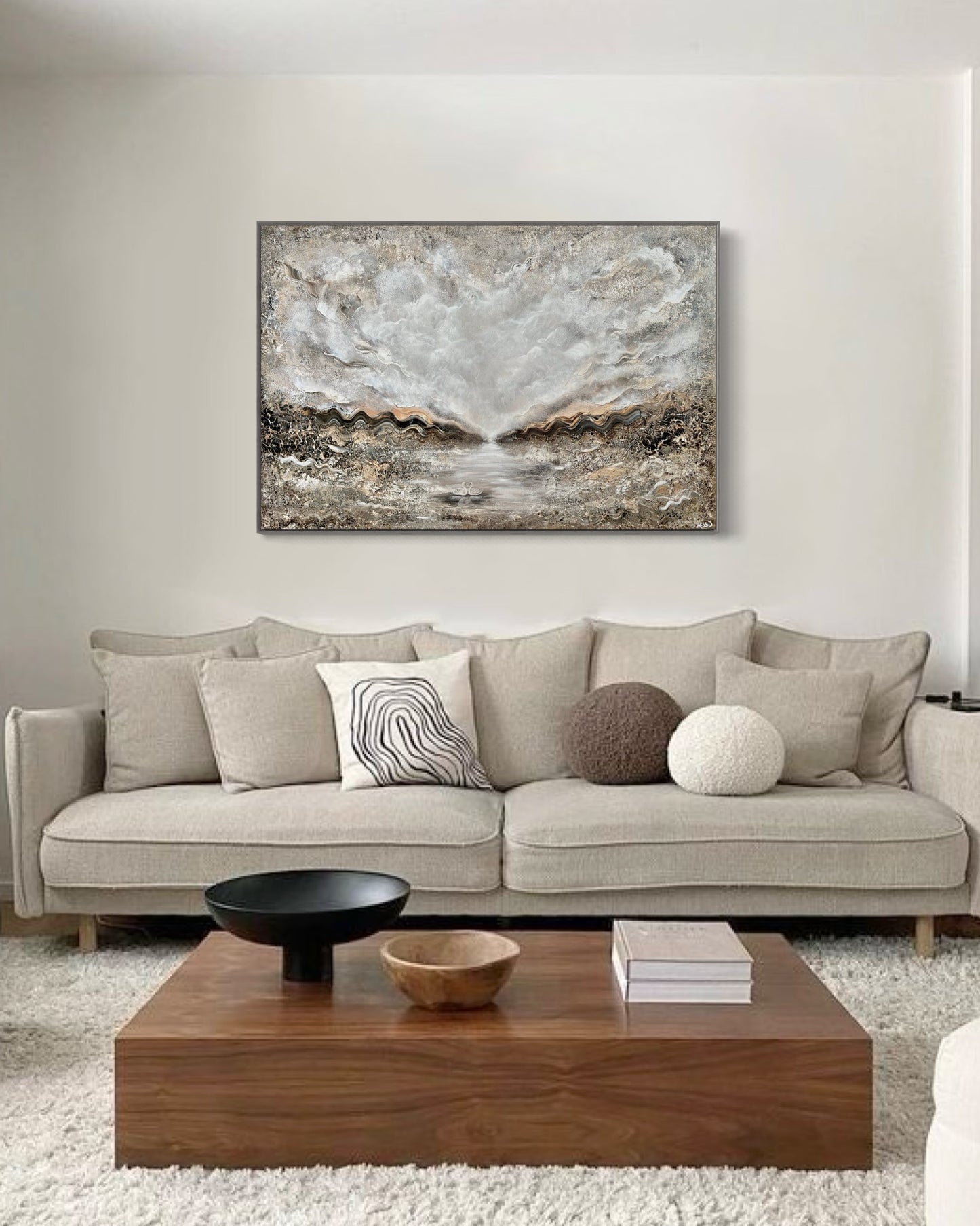 Beige ocean swans Original Painting