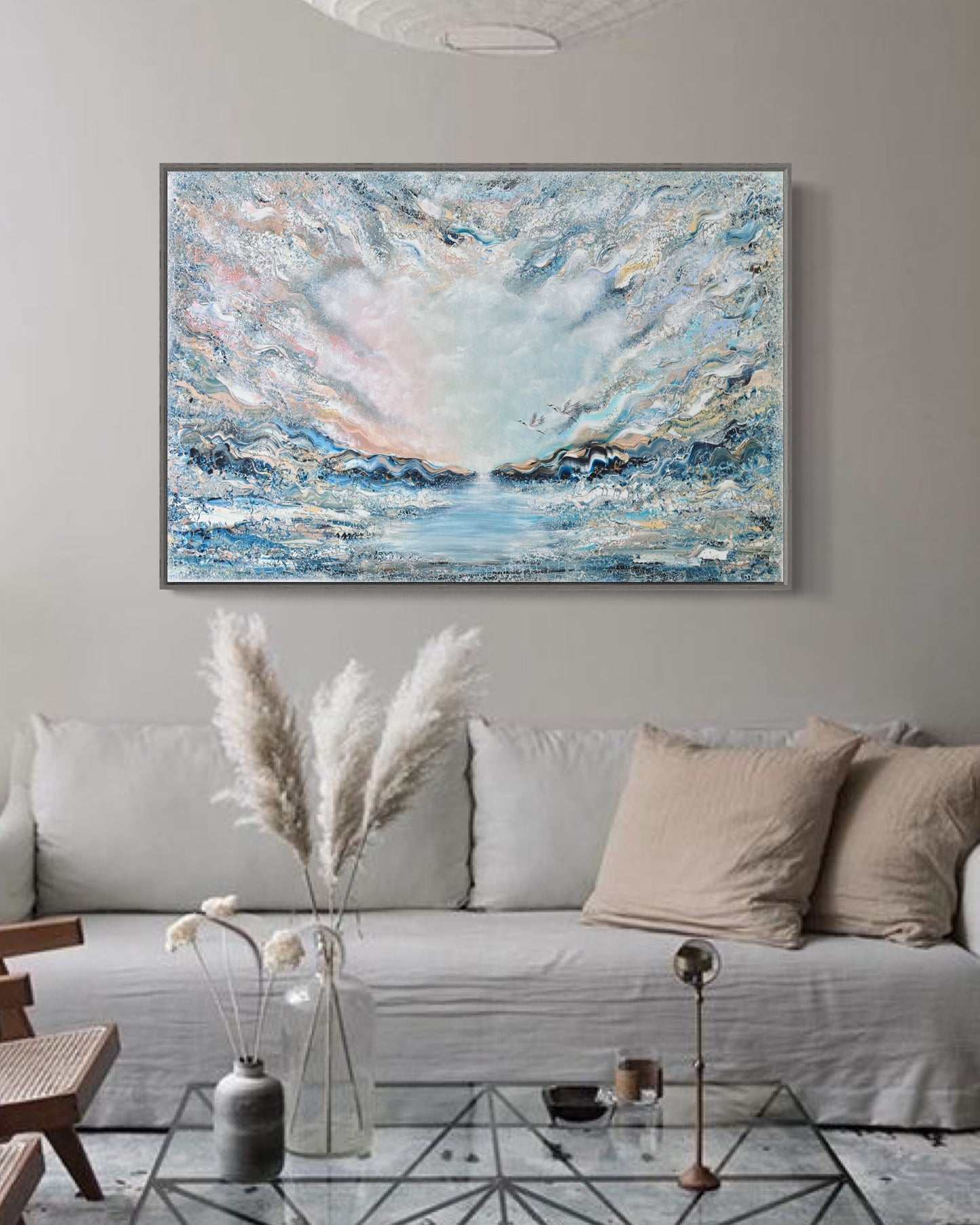 Flying ocean cranes Original Painting