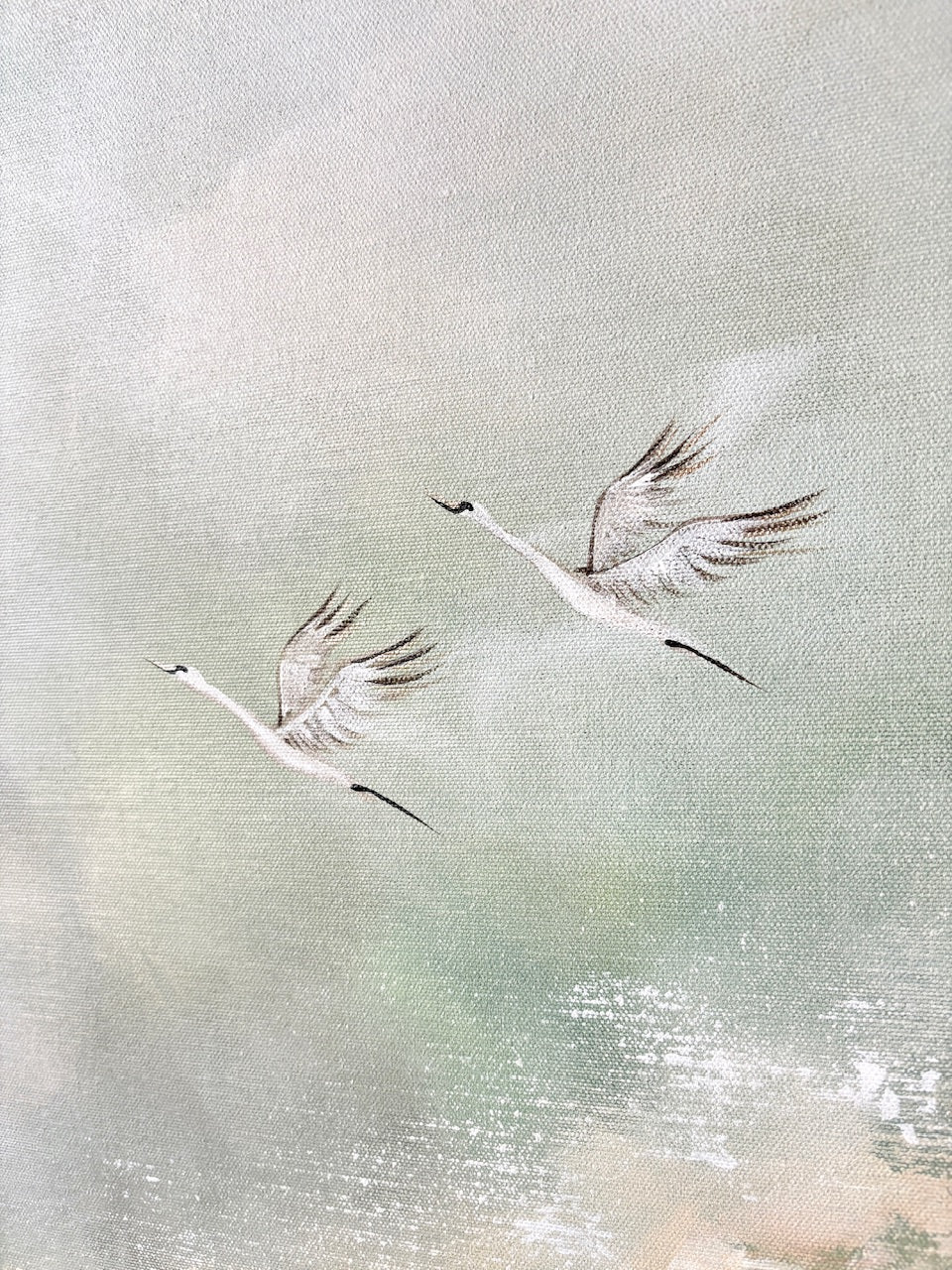 Flying swans scenery Original Painting