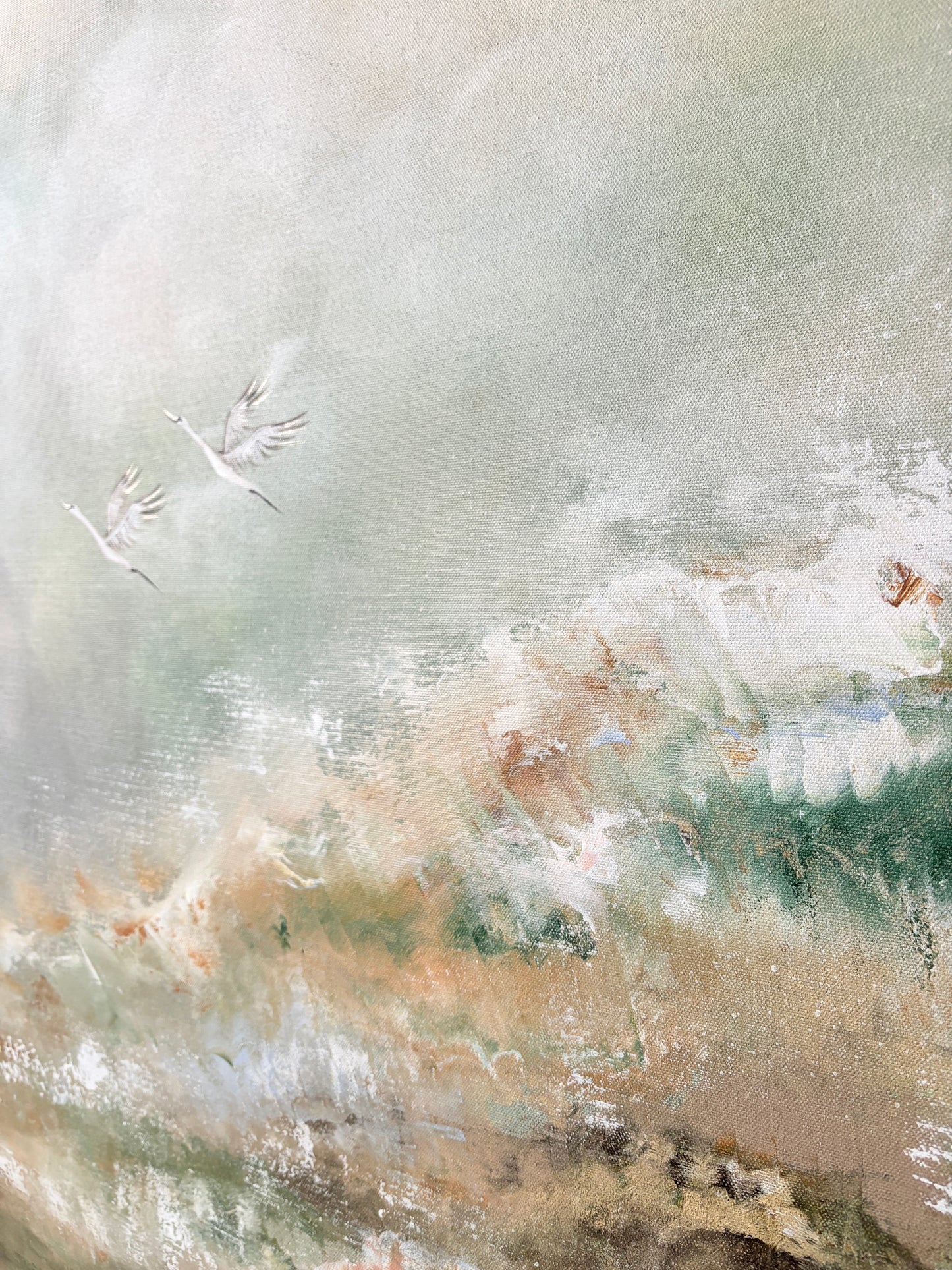 Flying swans scenery Original Painting